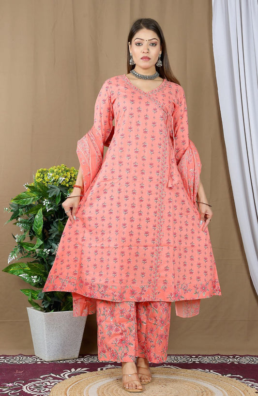 Floral Printed Straight Kurta Palazzo Set with Dupatta