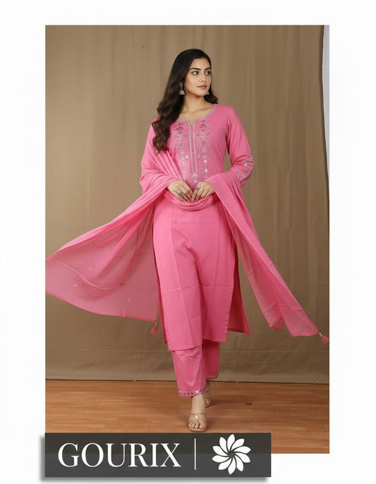 Rose Elegance Embroidered Kurta Set