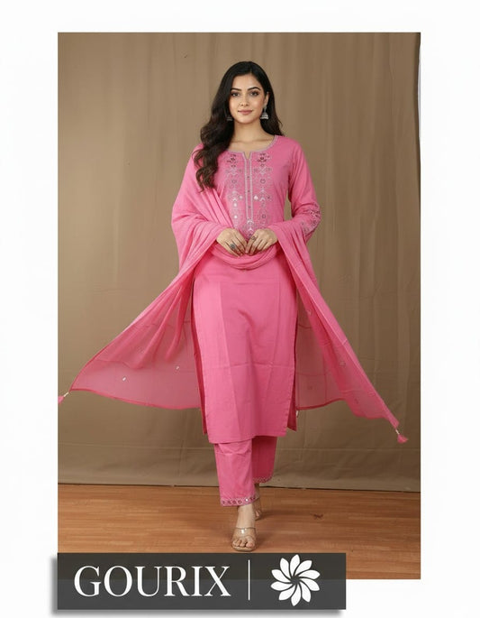 Rose Elegance Embroidered Kurta Set