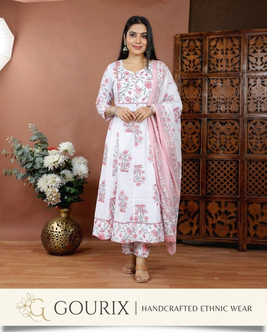 Blush Floral Anarkali Kurta Set
