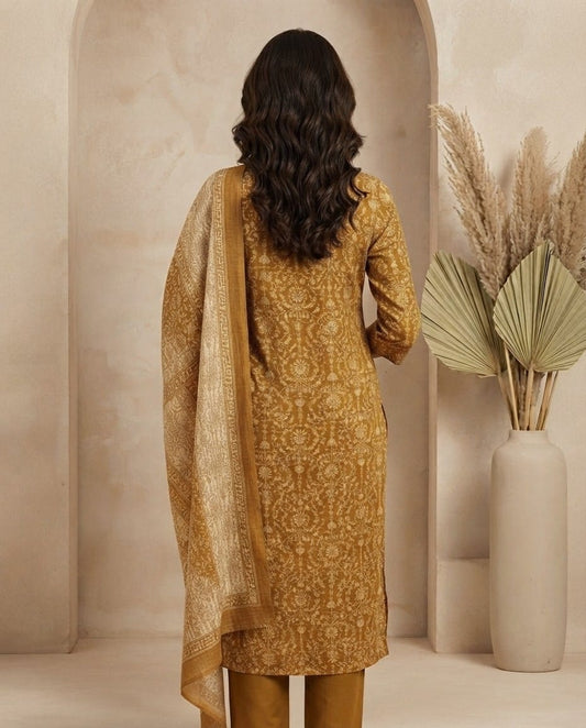 Mustard Gold Printed Kurta Set