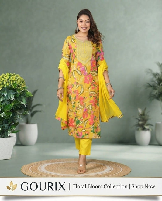 Sunshine Floral Printed Kurta Set